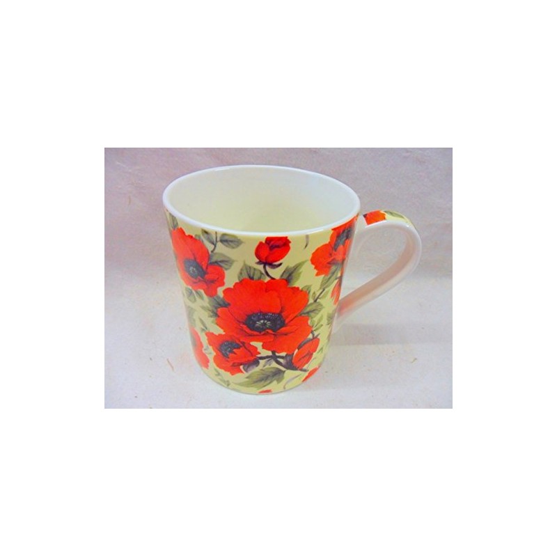 Set of 4 Extra Large China Mugs in red Poppy