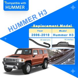 RAINTOK Windshield Wiper Blades Replacement for 2006 2007 2008 2009 2010 Hummer H3 Original Factory Quality Front Rear Wipers Blade Set for My Car - 17" 16" 10" (Pack of 3)