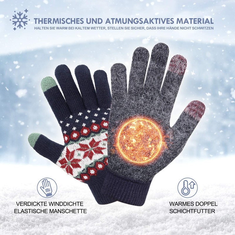Veni Masee women's warm winter wool touchscreen gloves, with thermal