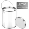 Yalikop 4 Pack Clear Paint Cans with Metal Lids, Plastic
