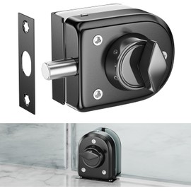 Ranbo Frameless Glass Door Floor Lock, Clamp-On No-Drill, 304 Stainless Steel, Fits 3/8"–1/2" (10–12 mm) Swing/Sliding Doors — Ideal for Office, Entrance, Storefront,Top or Bottom Mount, Brushed Black