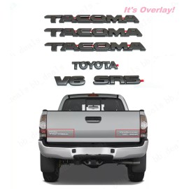 Tacoma 6PCS Overlay Kits Matte Black Fit For 2005-2015 Tacoma V6 Emblem Nameplate