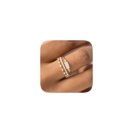 Nexoluxa Gold Rings for Women Stackable Non Don't Tarnish 14k Gold Plated Chunky Ring Set Dainty Statement Stacking Rings Jewelry 3 Sets Size 10