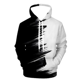 QiErDesign White Black Hoodies for Men Women 3D Print Graphic Fleece Sweatshirts Pullover Novelty Hoody Hooded With Pockets