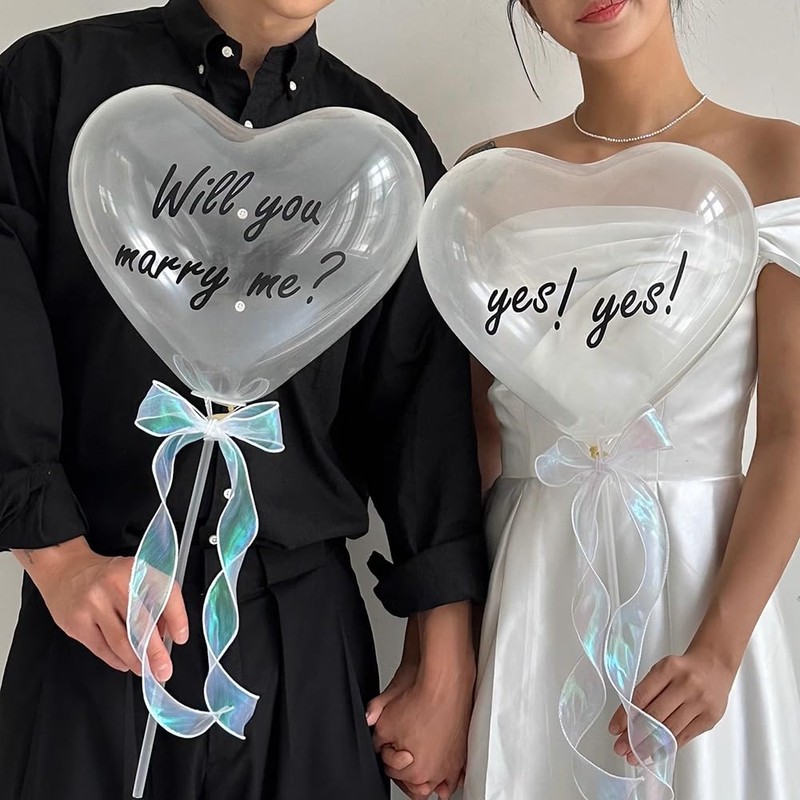 GOODCHI MARRY ME Proposal Balloons, Decorating Set, Transparent Color Balloons,