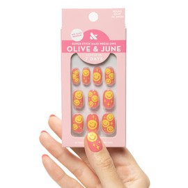 Olive & June Classic Super Stick Mani Press On Nails | Short, Round | No Glue Needed | 32 Tab Nails in 16 Sizes | Non-Toxic Tabs | Easy On-Off Non-Damaging | Realest Look | 7-Day Wear | Happy All Over