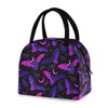 MNSRUU Lunch Bag Women Men, Purple Bat Gothic Portable Insulated