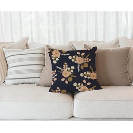 Throw Pillow Cover Gold Rosa Blush Noisette Modern Rose Floral Pattern Flower Drawn Decorative Pillow Case Funny Home Decor Square 18 x 18 Inch Cushion Pillowcase