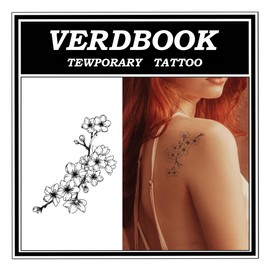 VERDBOOK Waterproof Temporary Tattoos: 2-Sheet Tattoo Kit with Realistic Body Stickers, Semi-Permanent Tattoos for Adults Lasting 7-15 Days – Safe for Men & Women, Plum Blossoms