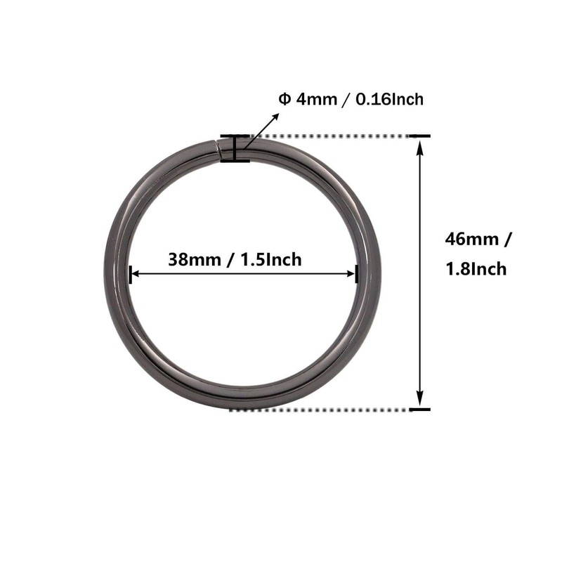 Amanaote Gun Black 1.5" Inner Diameter O Ring Non Welded
