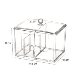 4 Sections Qtip Cotton Pad Holder Dispenser Cotton Ball and Swab Storage with Lid Clear Acrylic Cotton Swab Organizer