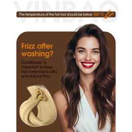 VINBAO U Tip Hair Extensions Hair Caramel Blonde Highlight Bleach Utip Hair Extensions Human 50Strands U Tips Human Hair for Women U Tip Real Human Hair Extensions 16inch 40g (#UTip27P613, 16'')