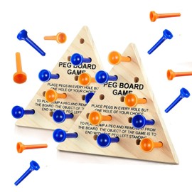 2Pcs Wooden Triangle Peg Game Portable Travel Size Triangle Peg Board Game for Adults