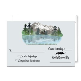 Paper Clever Party Adventure RSVP Cards for Wedding Invitations with Envelopes - Rustic Mountain Theme, 3.5x5, 25 Set - Suitable for All Occasions