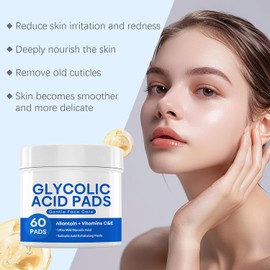 Almohadillas Exfoliantes con Ácido Glicólico y Salicílico, Suaves para la Cara, Iluminadoras y Suavizantes almohadillas exfoliantes suaves para la cara, piel iluminadora y suavizante con ácido salicílico (2 PCS)