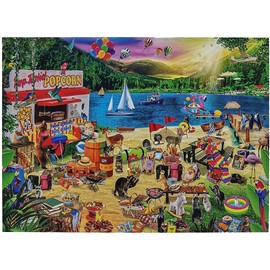 Puzzle 1000 Pieces Holiday Camp 69 x 51 cm Beach Holiday Swimming Lake Summer Holiday Brain Training