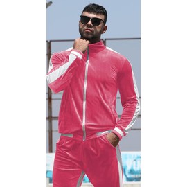 YAOGRO Velour Tracksuit Sweatsuit Set:Men's Jogging Suits Full Zip Casual Jackets Pants 2 piece Outfit Athletic Workout