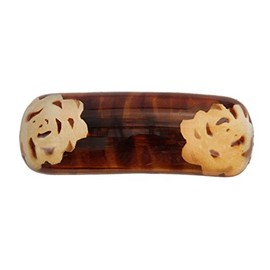 Caravan Tortoise Shell Hand Painted Roses Design on French Bump Automatic Barrette