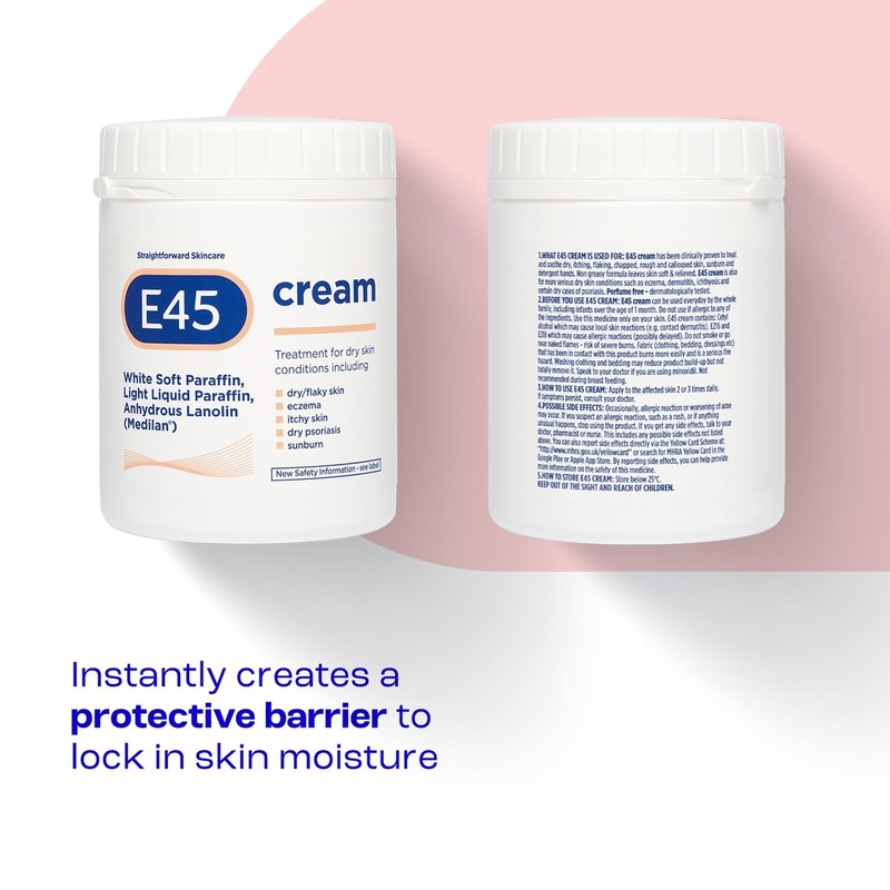 E45 Moisturiser, Body, Face And Hand Cream For Dry, Flaky