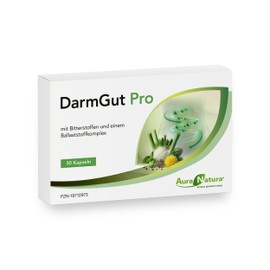 Aura Natura DarmGut Pro – Ballaststoff Kapseln mit einer Kombination aus Präbiotika, ausgewählten Bitterstoffen & Pflanzenextrakten | Zur Unterstützung der Verdauung & Darmflora | Vegan, 30 Kapseln