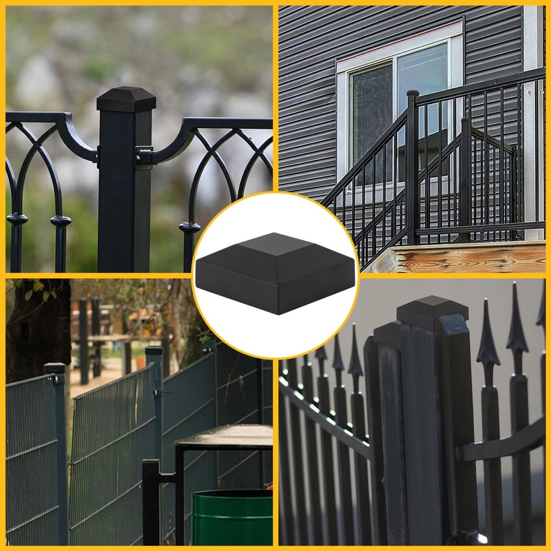 VIVIDA Aluminum Fence Post Caps 2" x 2", Black Metal