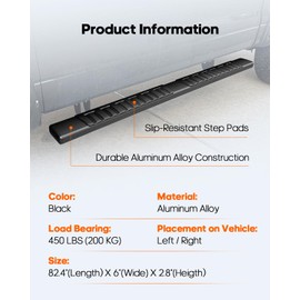 OCPTY Running Boards, Steps Nerf Bars Compatible for Ford F-250 F-350 1999-2016 Crew Cab, 6 Inches Aluminum Black Side Steps Nerf Bars