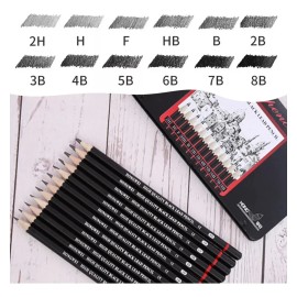 Simuky Set De 12 Lápices De Dibujo Para Dibujo Profesional H&b.