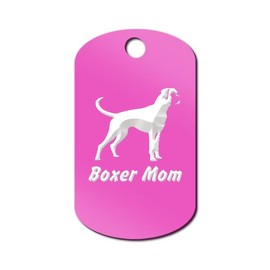 Mister Petlife Boxer Mom Engraved Keychain/GI Tag Hot Pink