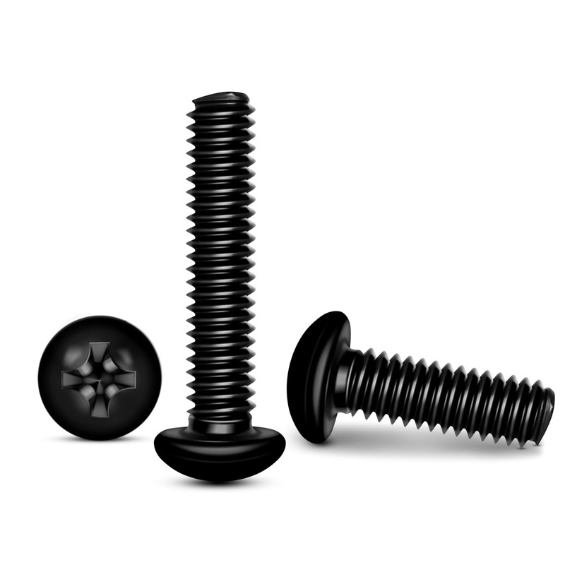#10-24 x 1/4" Black Pan Head Cross Machine Screw, Stainless
