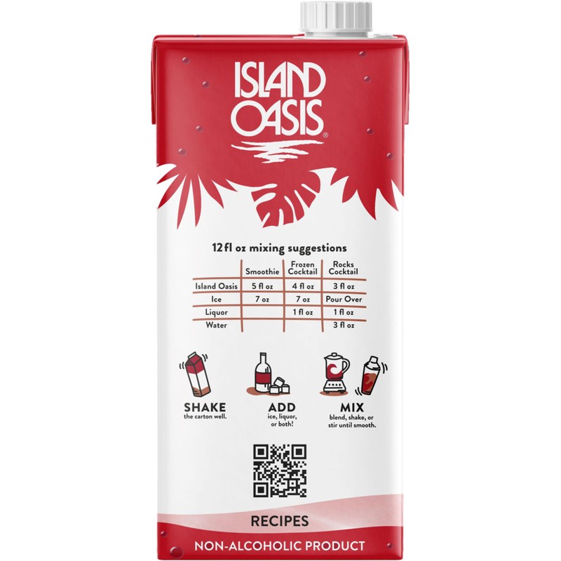 Island Oasis Strawberry Fruit Puree, 33.8 fl oz (1 Liter)