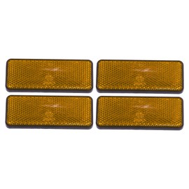 X AUTOHAUX 4 Pcs 87x32mm Orange Plastic Universal Rectangular Reflective Warning Reflector with Adhesive Tape for Motorcycle Bike