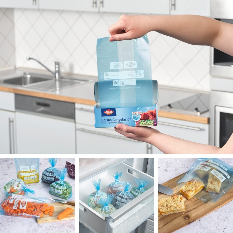 Albal Freezer Bags, 3 Litre, Made with 70% Recycled Materials,