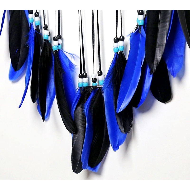 JZK Evil Eye black dream catcher, blue feather dream catcher