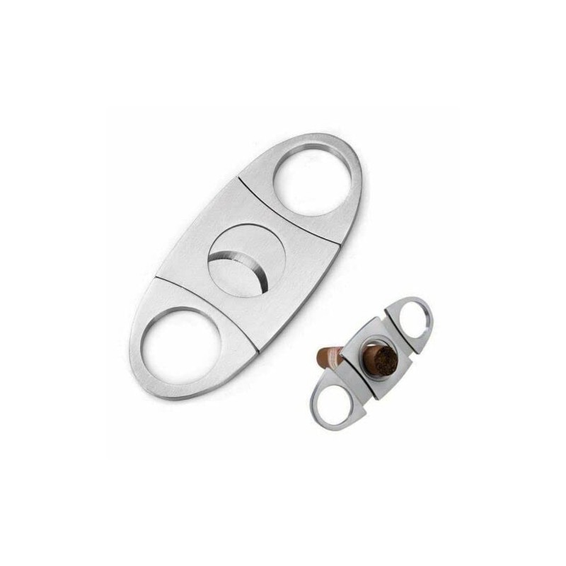 Silver Stainless Steel Cigar Cutter Cigar Cutter Double Blade Scissors