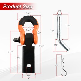 TBAPFS 2 Inch Shackle Hitch Receiver 45000Lbs Breaking Strength 3/4" D Ring Shackle Tow Hitch Receiver for Vehicle Trailer Trucks Jeeps Recovery Off-Road - Orange