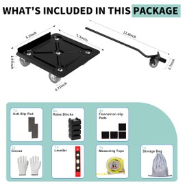 BYKLAUDIA Heavy Duty Furniture Dolly 360° Rotating 5 Wheels, Alloy Steel 3000 lbs Load Capacity with Measuring Tape & Leveler for Easy Moving Appliances, Sofa, Cabinet, and Piano etc