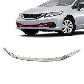 SecosAutoparts Chrome Front Lower Bumper Molding Trim Compatible with Honda Civic Sedan 2013 2014 2015# HO1044102 71108TR3A51 Front Center Grille Trim Molding