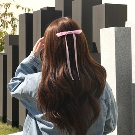 LFOUVRE Bow Hair Clips for Women, 6pcs Hair Bow Clip for Girl, Bowknot Hair Ribbon for Women, Hair Clip with Long Tail,Tassel Hair Bows for Women,Bow Clip Barrette Hairpin, Hair Accessories for Women