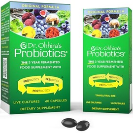 ESSENTIAL FORMULAS Dr. Ohhiras Probiotics, fórmula original, 60 cápsulas con 10 cápsulas de regalo paquete de viaje  12 cepas en vivo                 
