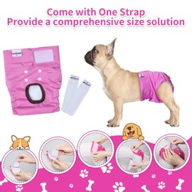 UNIPUP Reusable Female Dog Diapers Period Panties Washable Puppy Pee Pads with Adjustable Strap for Small Dogs in Heat and Incontinence