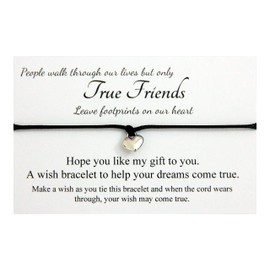 Lucor True Friends Gifts,Friendship Heart Wish Bracelet,Leaving Gifts,Best Friends Bestie Gifts,Birthday Christmas Gifts(Black)