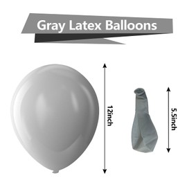 Bezente Gray Balloons Latex Party Balloons - 100 Pack 12 inch Round Helium Pastel Grey Balloons for Birthday Baby Shower Wedding Anniversary Party Decorations
