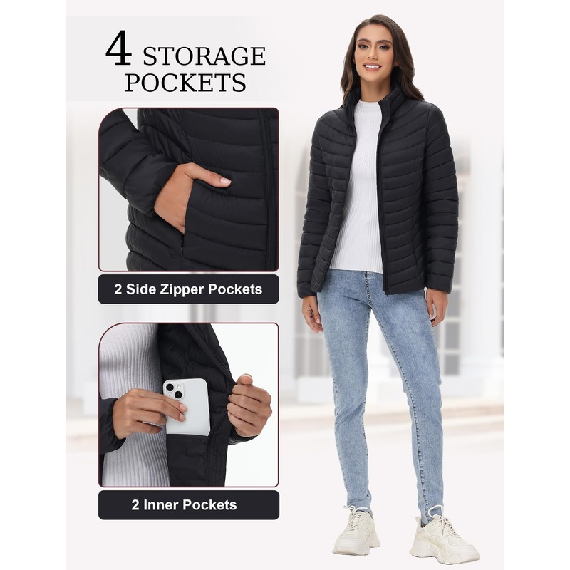 ROYAL MATRIX Women's Packable Puffer Jacket Lightweight Quilted Puffer Jacket