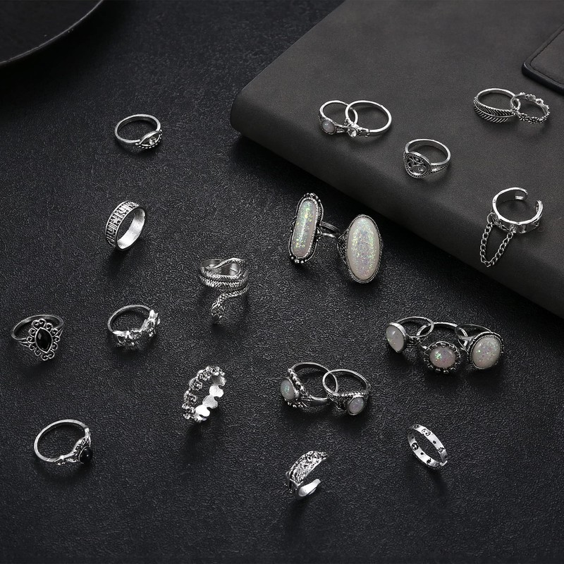 Subiceto 33Pcs Grunge Vintage Punk Necklace Jewelry Set Gothic Earrings