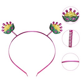 Mardi Gras Headband Festival Glitter Mask Crown Headband for Women Girls Head Bopper Mexican Holiday Party Gifts Cosplay