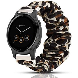 Compatible for Garmin vivoactive 4S Band, LvBu Fabric Elastic Scrunchie Elastic Watch Band Women Cute Replacement Straps for Garmin vívoactive 4S 40mm Smartwatch/Vivomove 3S Smartwatch (Leopard)