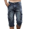Idopy Men`s Cargo Denim Biker Jeans Shorts With Zippers Blue