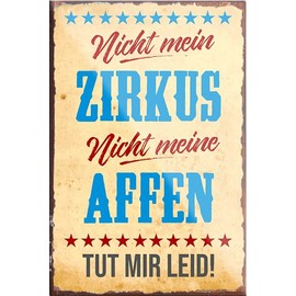 schilderkreis24 Funny Saying "Nicht Mein Zirkus Nicht Meine Monkeen" Magnet Decorative Fridge Magnet Humour Funny Gift Idea Birthday Christmas Men Women 9 x 6 cm