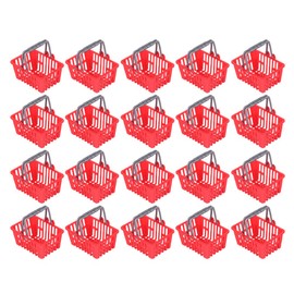 Toddmomy 20Pcs Mini Shopping Basket Mini Toy Shopping Basket Small Retail Shopping Basket Kids Grocery Basket with Handles for Girls Toys Age 4- 5 （ Red ）