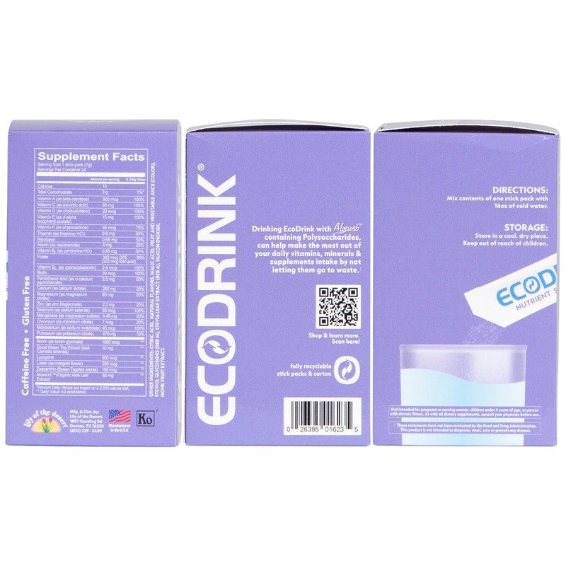 Lily of The Desert EcoDrink Nutrient Support Hydration Packets (3